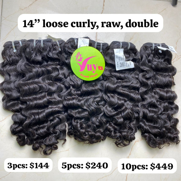 3pcs 14" Loose Curly Raw Double