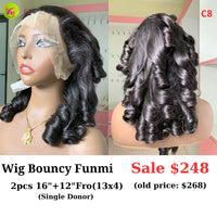 [EASTER SALE] 16" 13x4 frontal wig Bouncy funmi single donor hair (made from 2pcs 16" and 12" 13x4 frontal single donor hair) (C8)