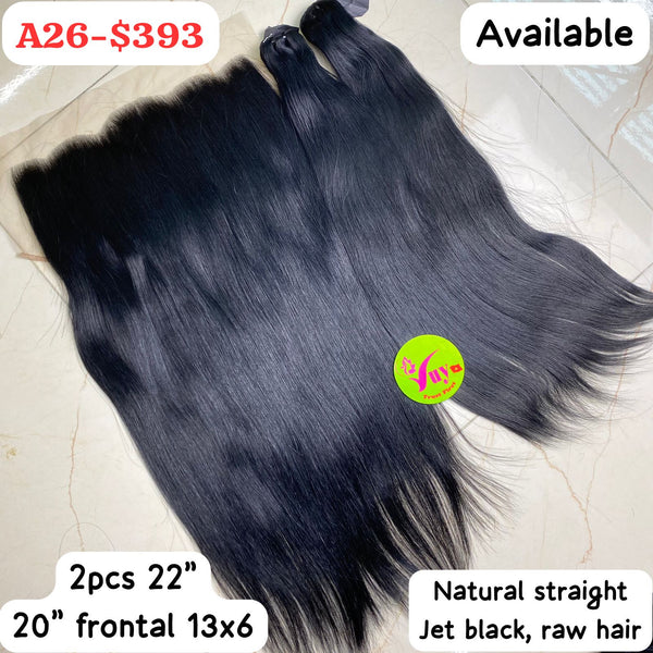 2 pcs 22" + 20" frontal 13x6 Natural Straight ( A26 )