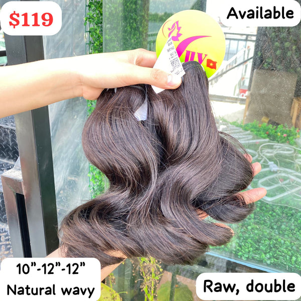 10" 12" 12" Natural Wavy Raw Hair