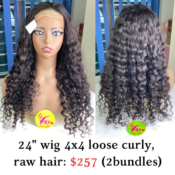 24" wig 4x4 Loose Curly&nbsp; Raw Hair