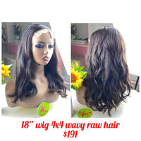 18" Wig 4x4 Wavy raw hair