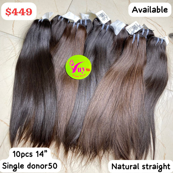 14" 10pcs Single Donor Natural Straight