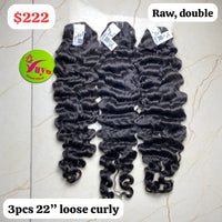 3pcs 22" Loose Curly Raw Double