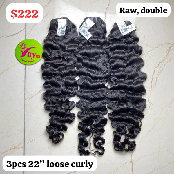 3pcs 22" Loose Curly Raw Double