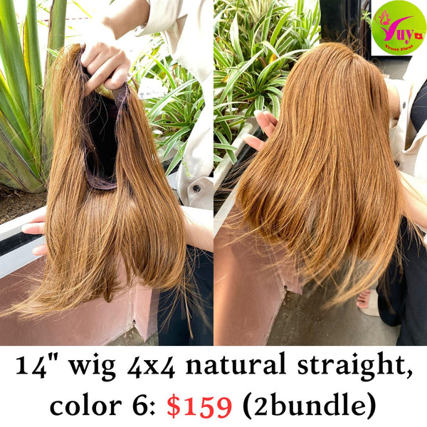 14" Wig 4x4 Natural Straight Color 6