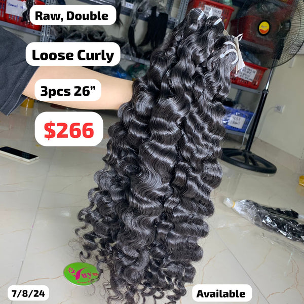 3pcs 26" loose curly raw hair