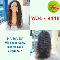 24", 26", 28" Wig Loose Curly, Frontal 13x4, Virgin hair (W34)