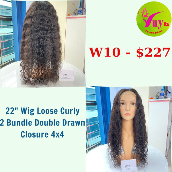 22" Wig Loose Curly, Closure 4x4, Double Drawn, Raw hair (W10)