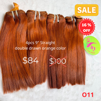 4pcs 9" Straight double drawn orange color hair (O11)