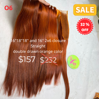 16"18"18" and 16" 2x6 closure Straight double drawn orange color hair (O6)