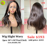 [EASTER SALE] 16" 13x4 frontal wig Slight wave (made from 2pcs 16" and 16" 13x4 frontal double drawn raw hair) (S10)