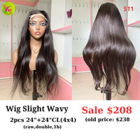 [EASTER SALE] 24" 4x4 closure wig Slight wave (made from 2pcs 24" and 24" 4x4 closure double drawn raw hair) (S11)