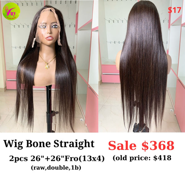 [EASTER SALE] 16" 13x4 frontal wig Bone straight (made from 2pcs 26" and 26" 13x4 frontal double drawn raw hair) (S17)