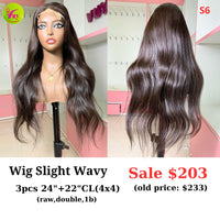 [EASTER SALE] 24" 4x4 closure wig Slight wave (made from 3pcs 24" and 22" 4x4 closure double drawn raw hair) (S6)