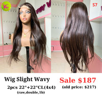 [EASTER SALE] 22" 4x4 closure wig Slight wave (made from 2pcs 22" and 22" 4x4 closure double drawn raw hair) (S7)