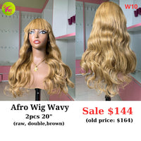 [EASTER SALE] 20" Afro wig Wavy honey blonde color (made from 2pcs 20"double drawn raw hair) (W10)