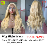 [EASTER SALE] 20" 13x4 frontal wig Slight wavy #613 color (made from 2pcs 20" and 20" 13x4 frontal double drawn raw hair) (W12)