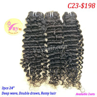3pcs 24" Deep wave, double drawn, remy hair (C23)