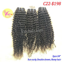 3pcs 24" Sun curly, double drawn, remy hair (C22)