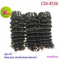 3pcs 16" Deep wave, double drawn, raw hair (C26)