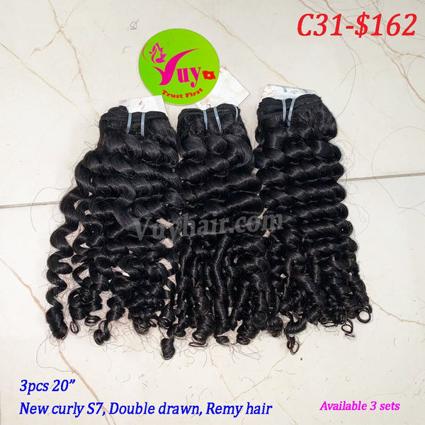 3pcs 20" New curly S7, double drawn, remy hair (C31)