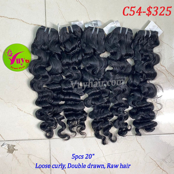 5pcs 20" Loose Curly, Double Drawn, Raw hair (C54)