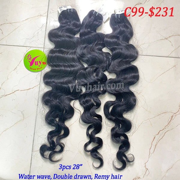 3pcs 28" Water Wave, Double Drawn, Remy hair (C99)