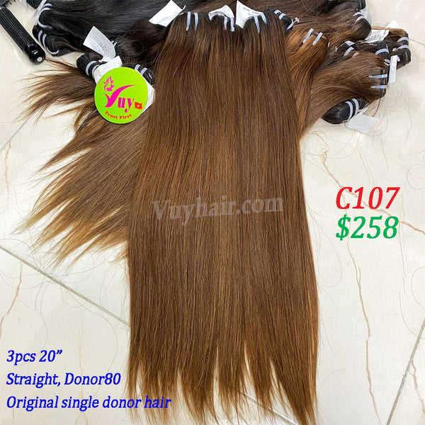 3pcs 20" Straight Donor 80 Original Single Donor hair (C107)