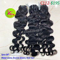 3pcs 20" Water Wave, Double Drawn, Raw hair (C112)