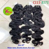 3pcs 18" Water Wave, Double Drawn, Raw hair (C111)