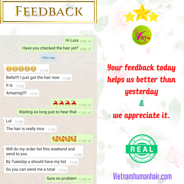 It's great with the good feedback that customers have sent to us